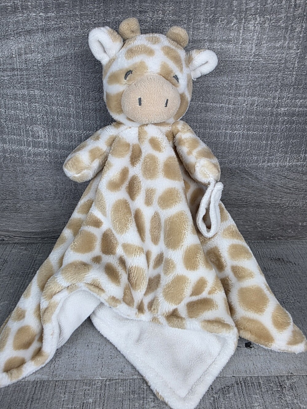 Carters Giraffe Tan Baby Lovey Security Blanket 14x14 Pacifier Strap b281